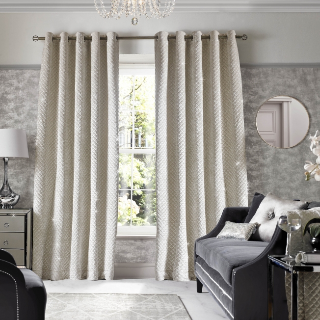 Kylie Minogue Ready Made Curtains Iliana Black Lined Eyelet